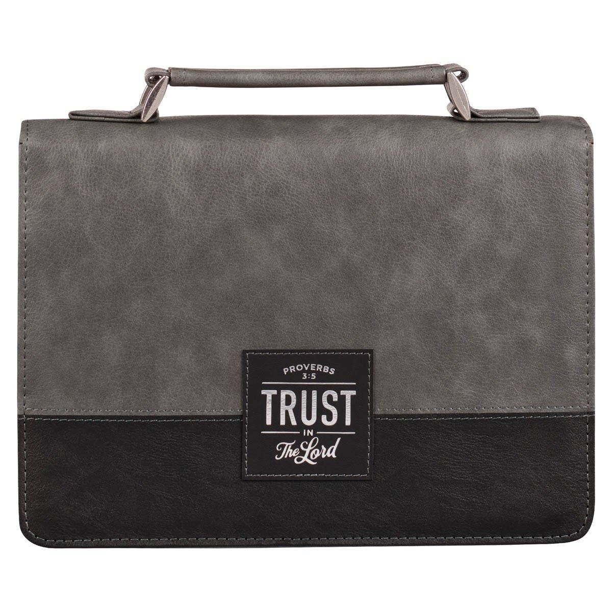 Bible Cover Classic Gray/Black Trust in the Lord Prov. 3:5