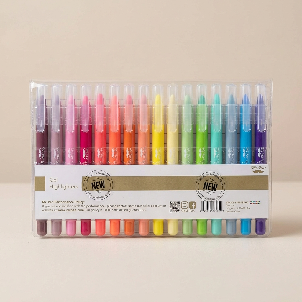 Gel Highlighters 16 Pack Vibrant Colors