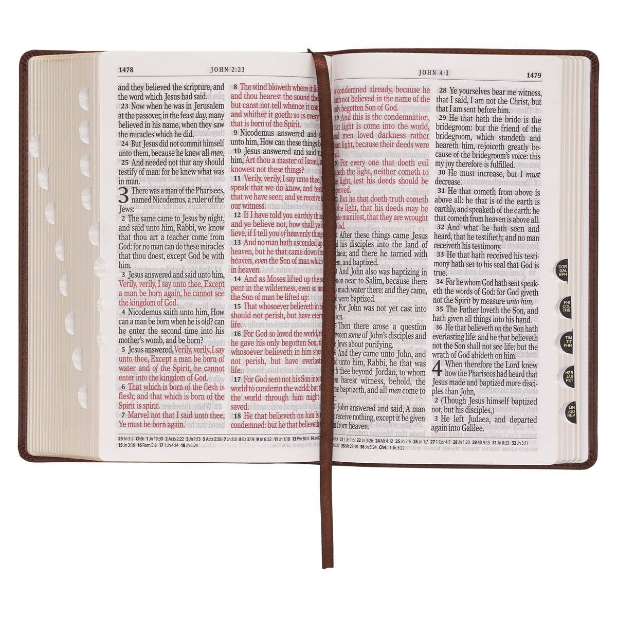 Medium Brown Faux Leather Giant Print Bible with Thumb Index