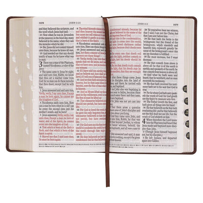 Medium Brown Faux Leather Giant Print Bible with Thumb Index
