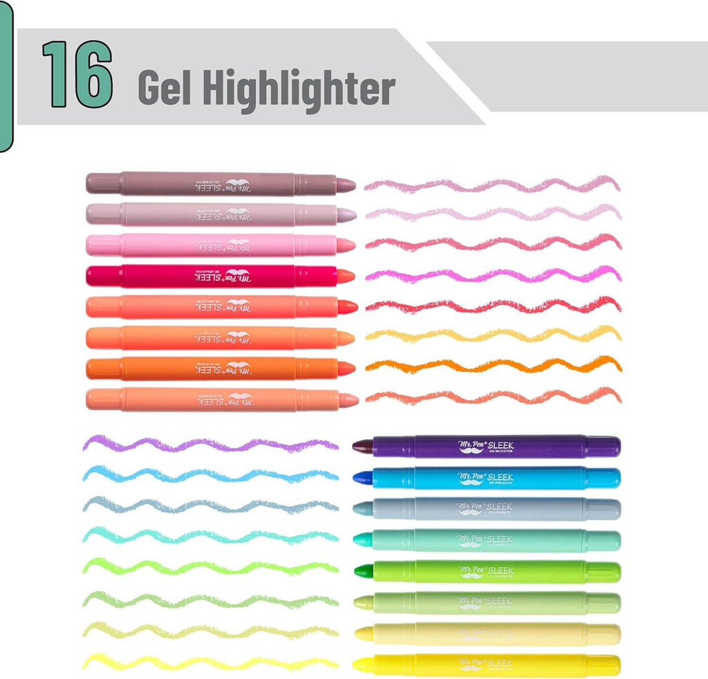 Gel Highlighters 16 Pack Vibrant Colors
