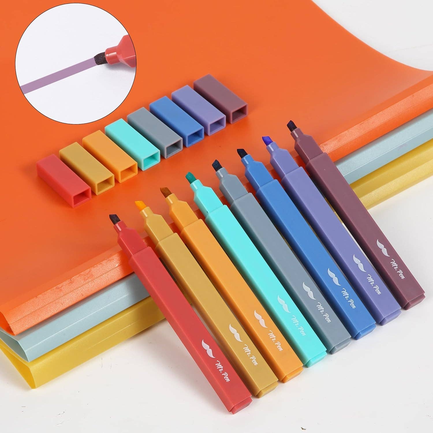 Muted Pastel Highlighters 8 Pack No Bleed