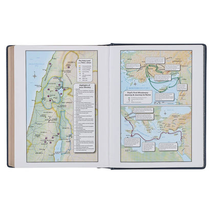 KJV Note-taking Bible LP Faux Leather HC, Navy w/Gold Floral