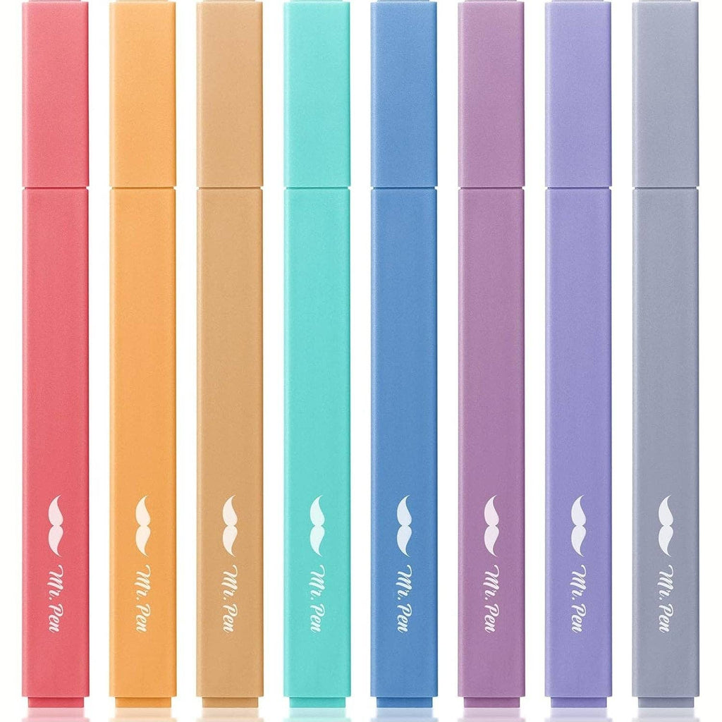 Muted Pastel Highlighters 8 Pack No Bleed