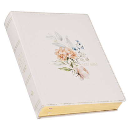 KJV Note-taking Bible LP Faux Leather HC, White Floral