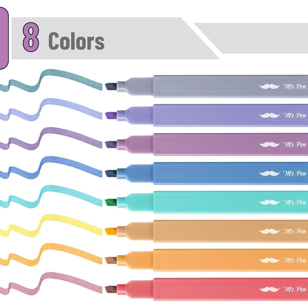 Muted Pastel Highlighters 8 Pack No Bleed