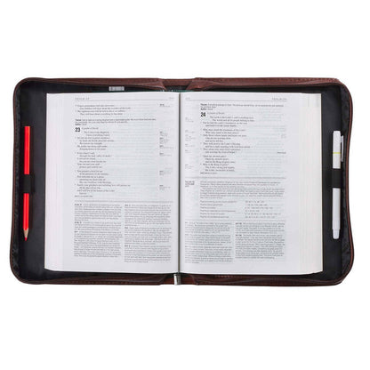 Bible Cover Classic Brown Two-tone Cross John 3:16