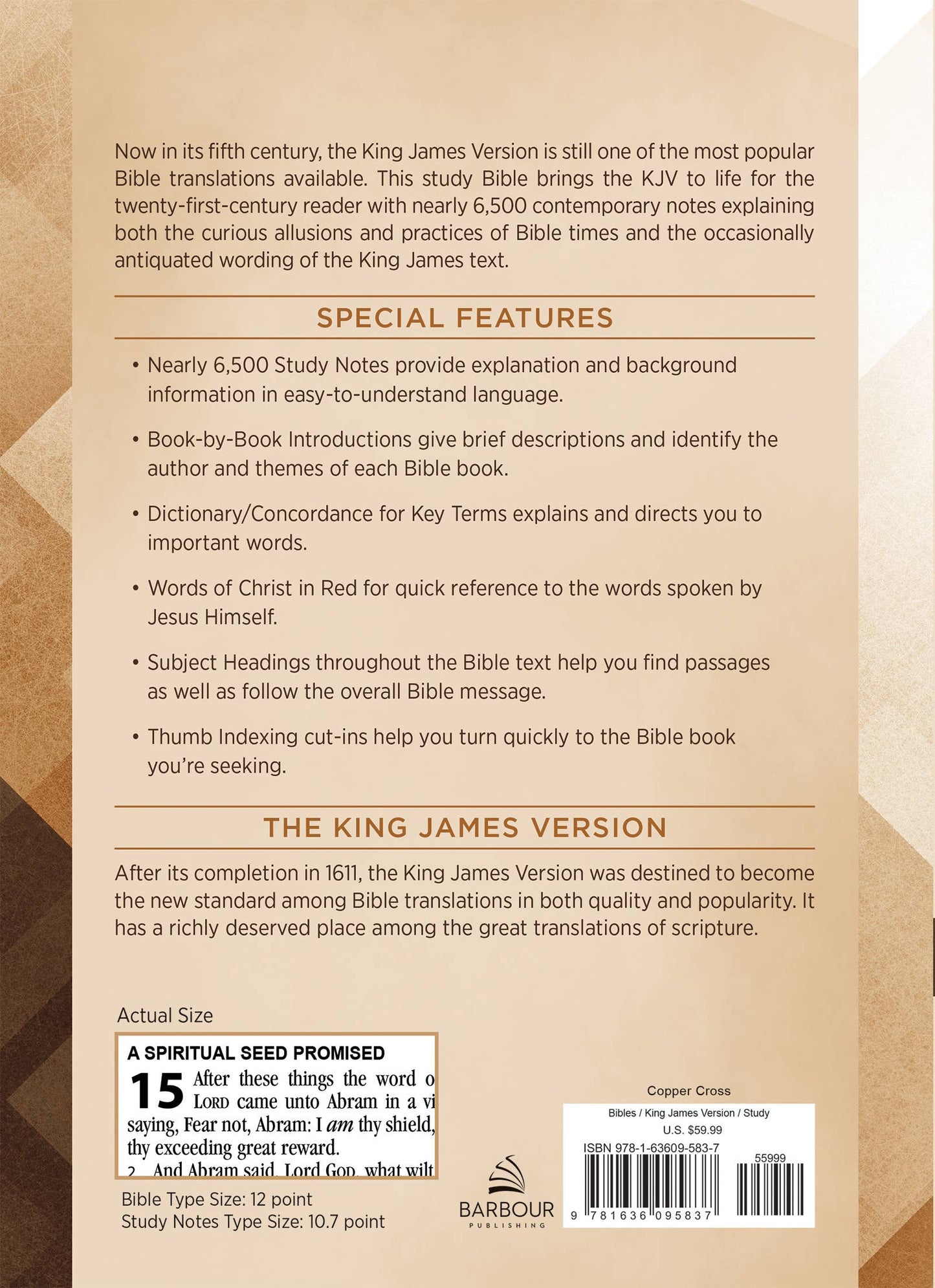 The KJV Study Bible, Large Print (Indexed) [Copper Cross]