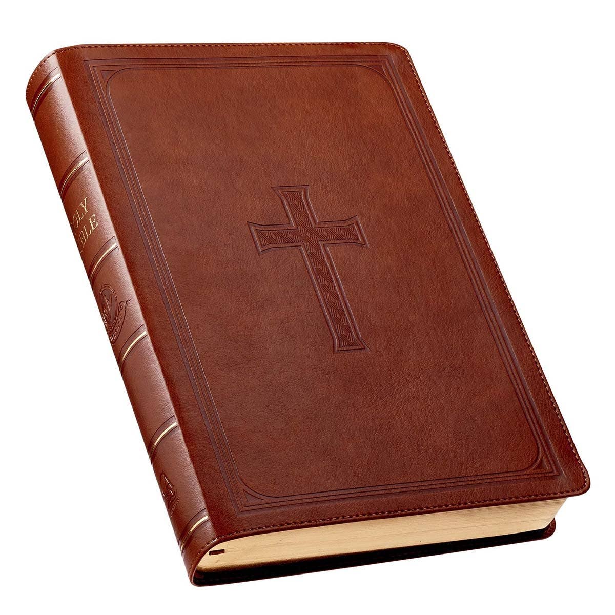 KJV Bible Super Giant Print Faux Leather, Saddle Tan