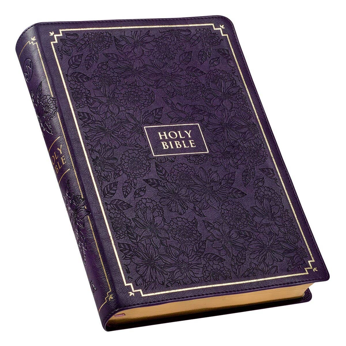 KJV Bible Giant Print Full-size Faux Leather, Purple Floral