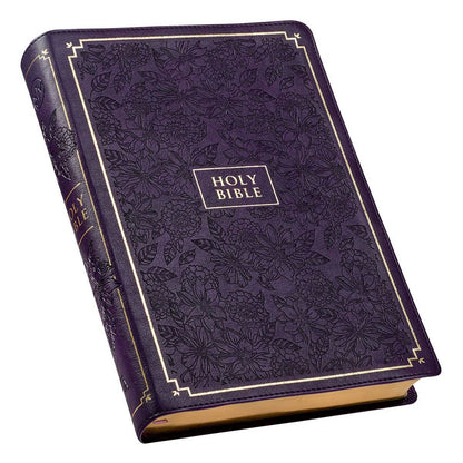 KJV Bible Giant Print Full-size Faux Leather, Purple Floral