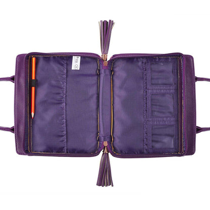 Blessed Purple Floral Faux Leather Purse-style Bible Cover
