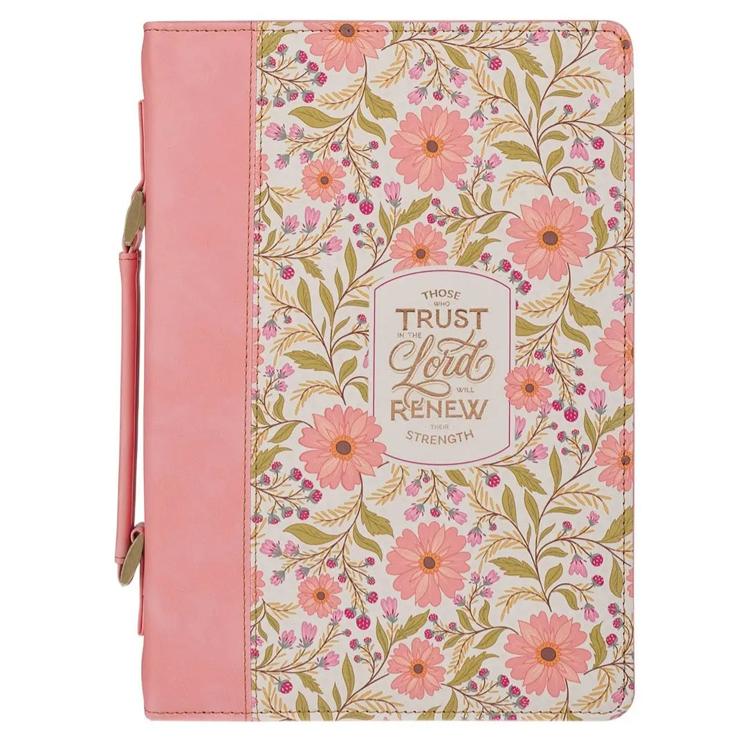 Bible Cover Floral Those who trust in the Lord Isa. 40:31 Medium