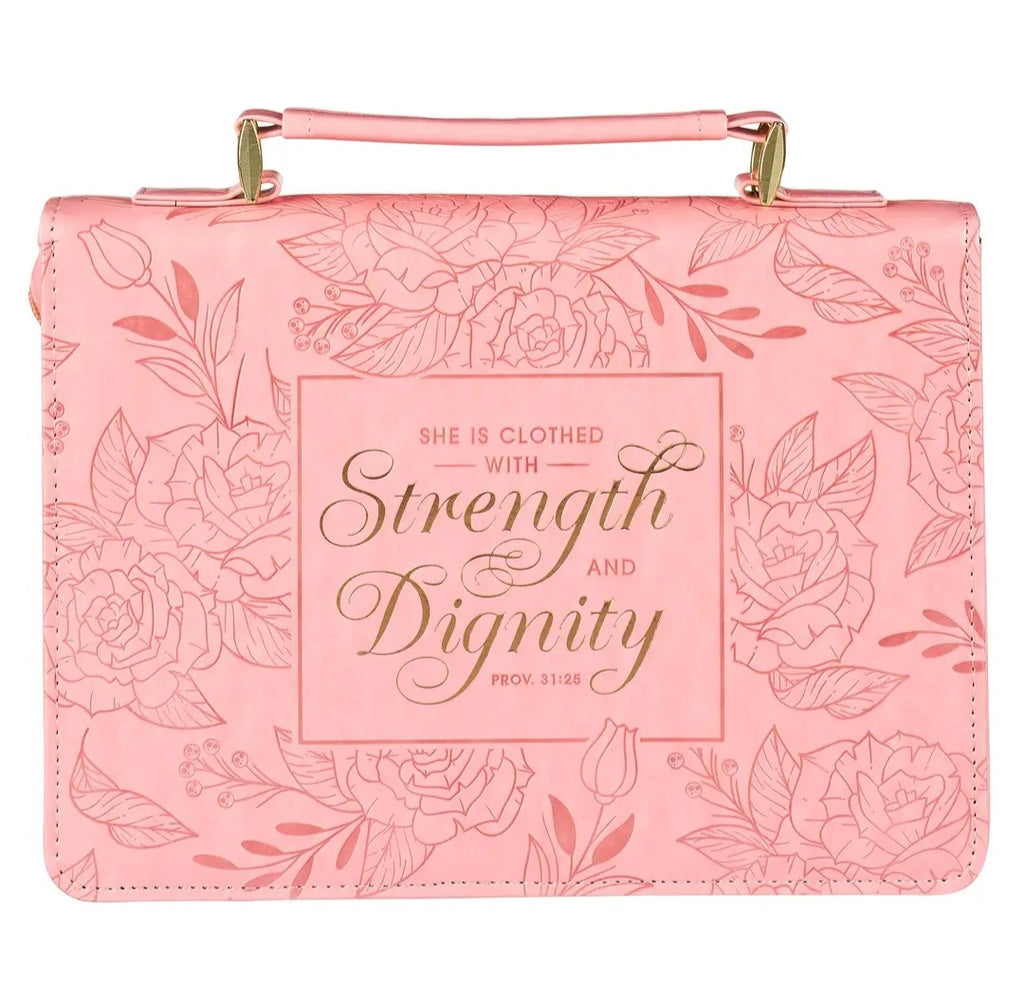 Bible Cover Floral Strength & Dignity Prov. 31:25 Large