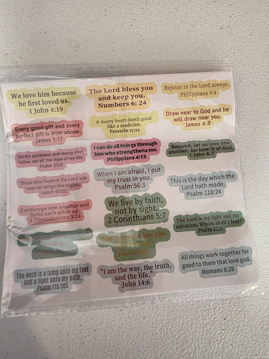 Bible verse Sticker sheets 5pk