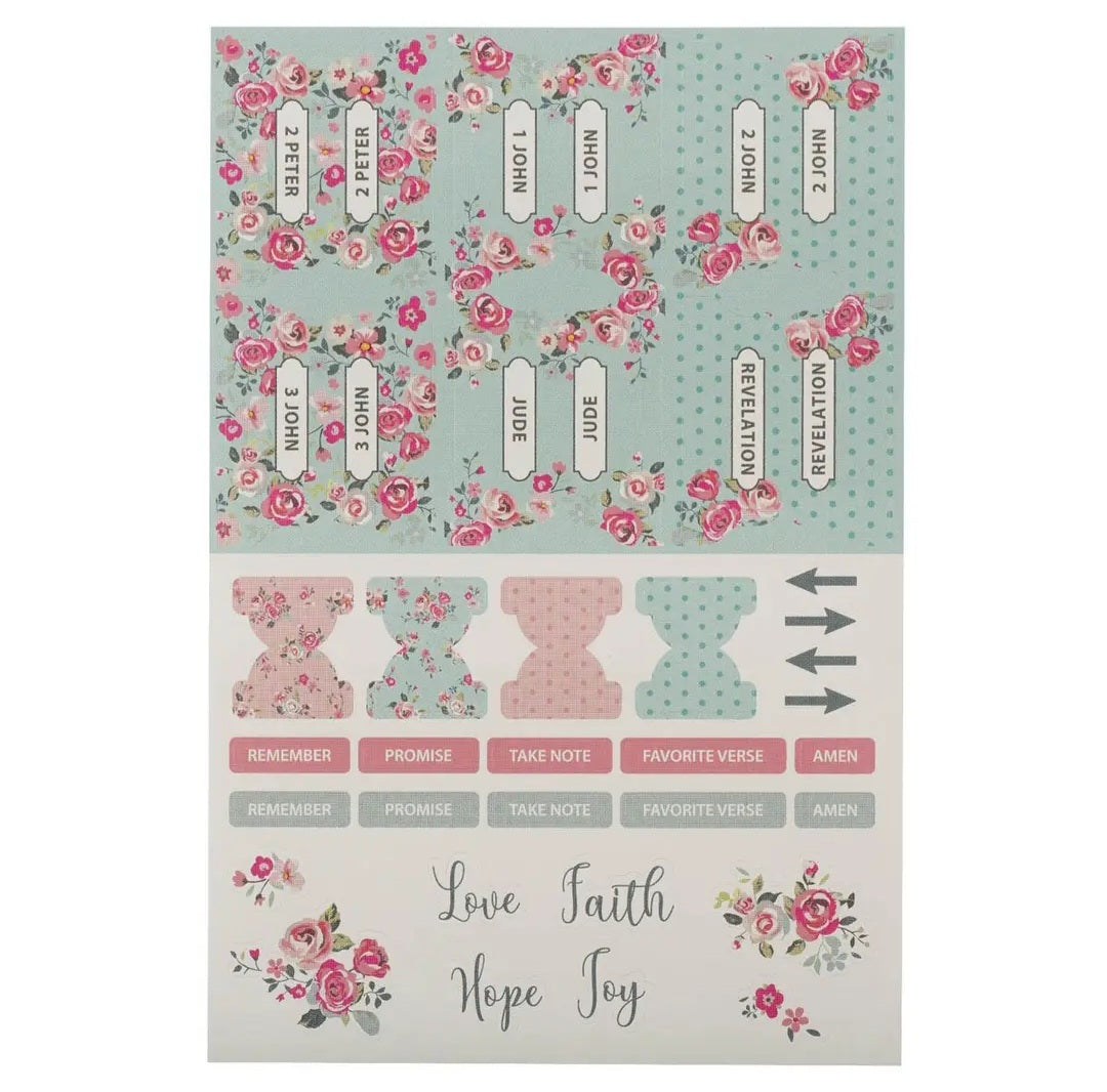 Bible Tabs Floral Pink & Teal